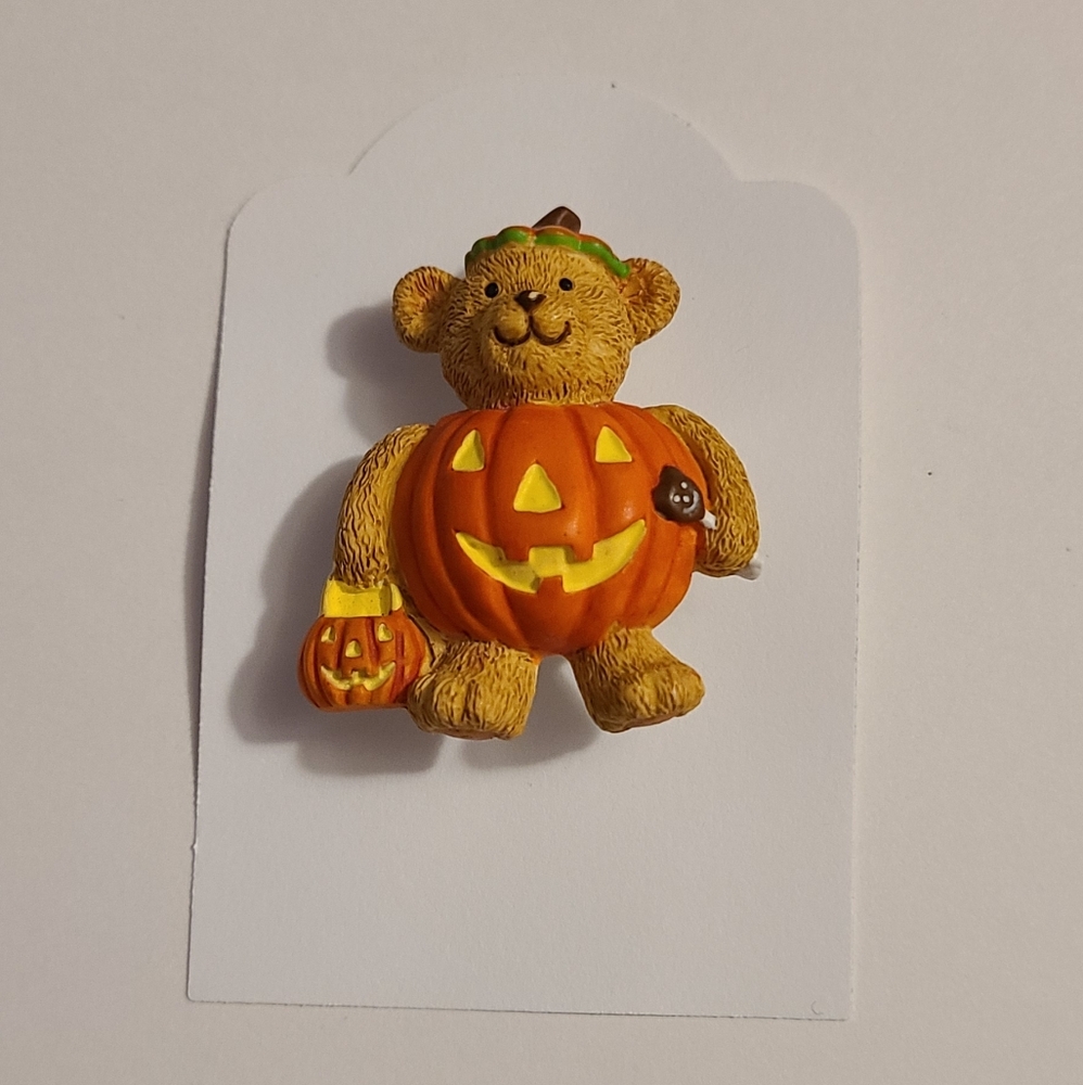 Teddy Bear Jack O'Lantern Pin